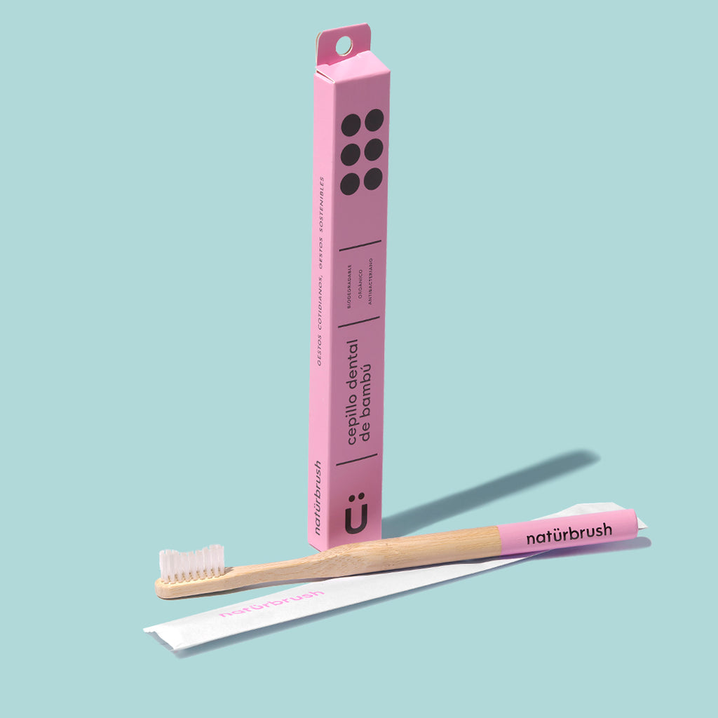 cepillo dental bambú natürbrush adulto. Color Rosa